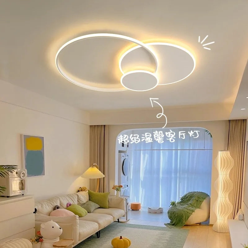Modern ring LED ceiling light with simple smart dimmer for dining room, bedroom, living room or hall - vue 3 sur 14