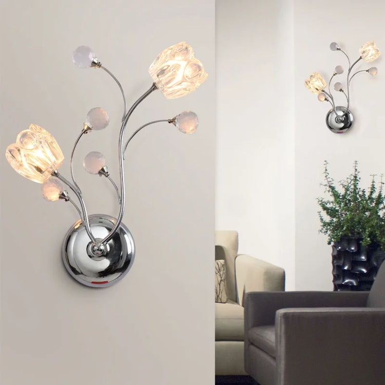 Gold crystal wall light for decorative indoor use