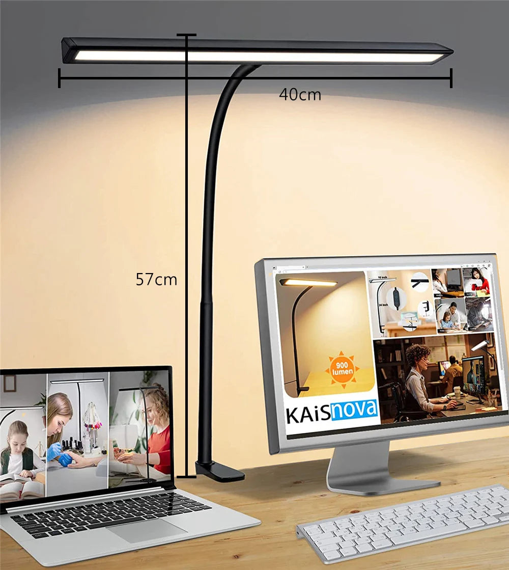 Foldable LED clip desk lamp with eye protection, 3 modes and 10 brightness levels