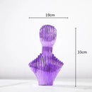 abstract glass sculpture with decorative stripes for interior decoration