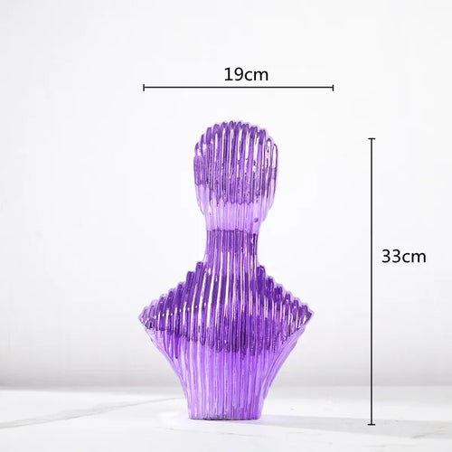 abstract glass sculpture with decorative stripes for interior decoration - vue 11 sur 15