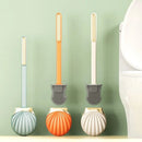 Silicone toilet brush with practical holder and long handle