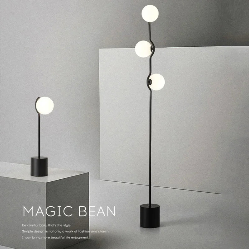 Modern iron and glass floor lamp for nordic interior decor