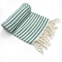 Woven Turkish cotton beach towel with stripes