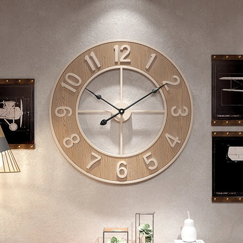silent wood grain wall clock for home decor - vue 3 sur 7
