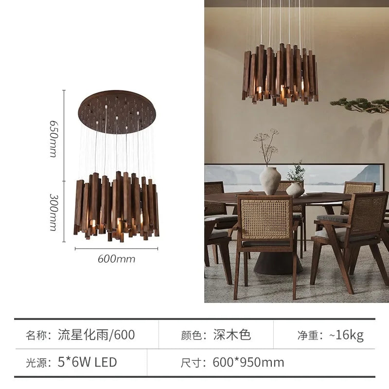 Solid wood Chinese restaurant chandelier - vue 16 sur 16