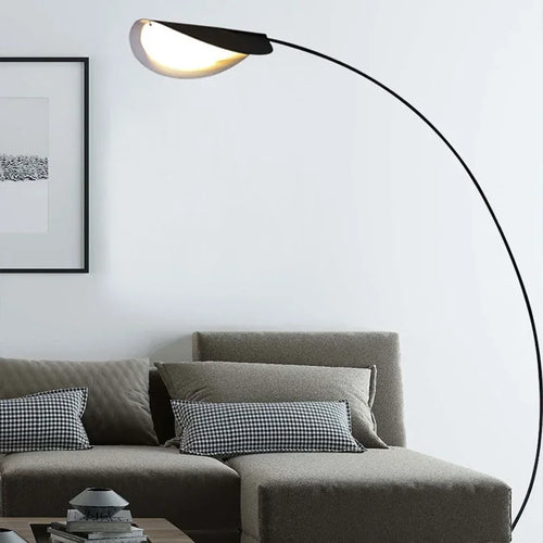 Nordic black parabolic LED floor lamp for bedroom, study and living room