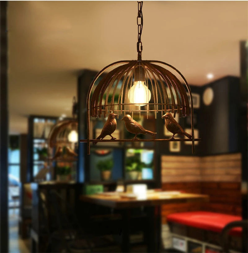 Wrought iron birdcage chandelier for café and bar - vue 6 sur 6
