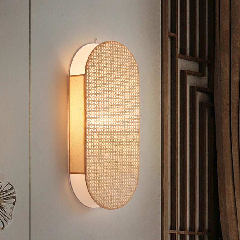 Vintage wabi sabi rattan wall light hand-woven new collection