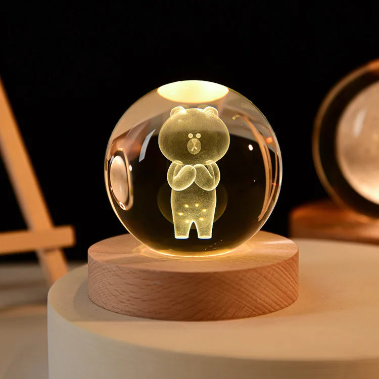 3D crystal ball solar system engraved decorative gift - vue 17 sur 32