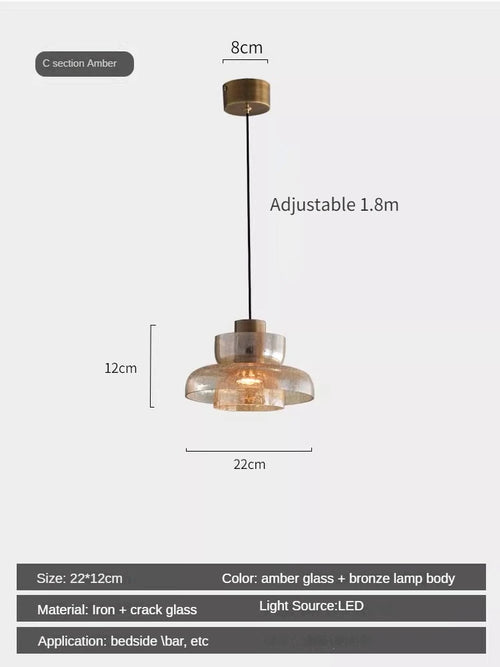 Retro American style cracked glass pendant light for interiors - vue 12 sur 12