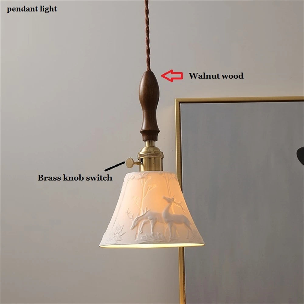 Modern rustic ceramic pendant ceiling light with loft design shade