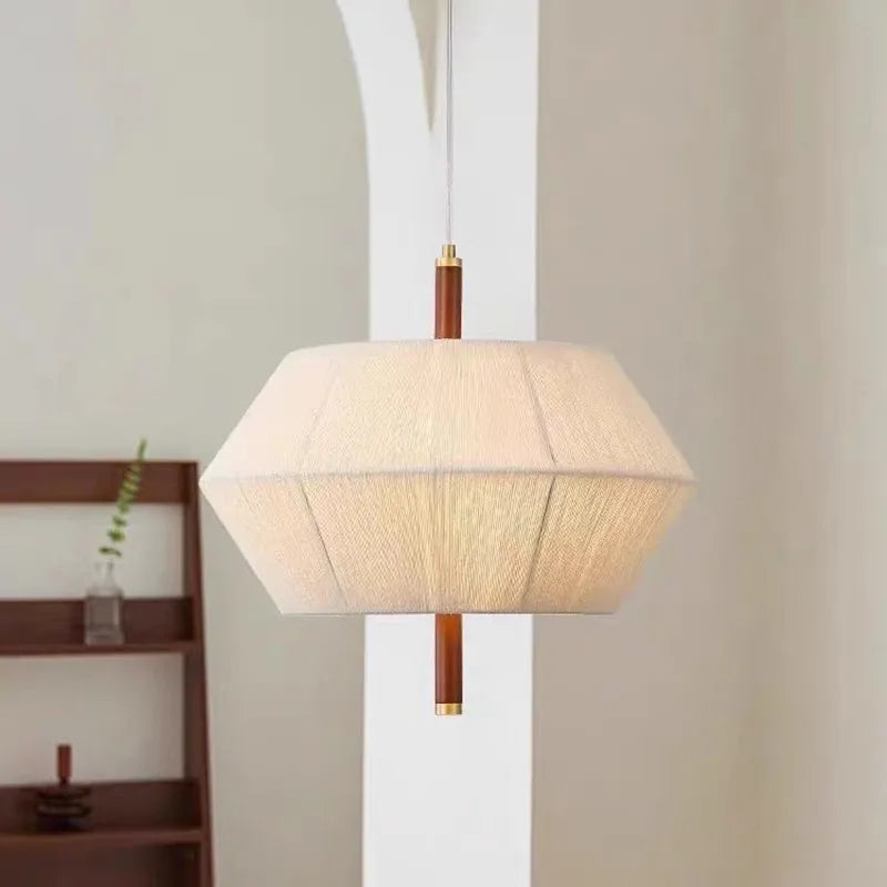 Wabi-sabi design solid wood and hemp rope pendant light
