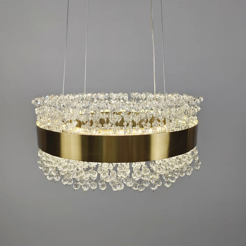 Modern crystal LED chandelier with adjustable height for home decor - vue 2 sur 12