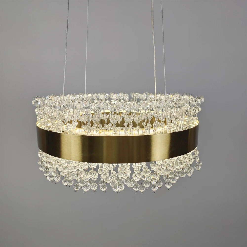 modern crystal chandelier with adjustable gold metal
