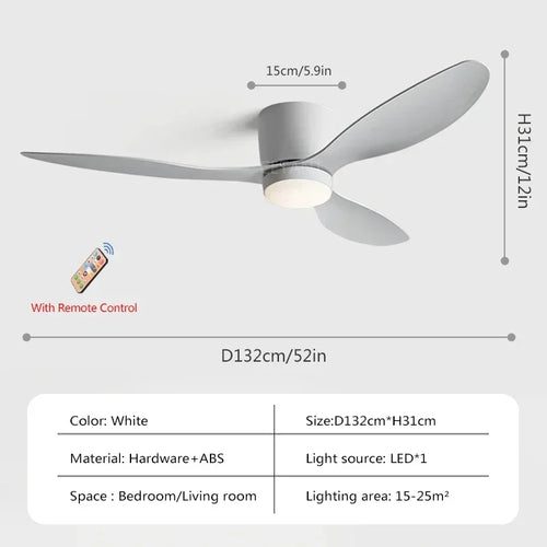 Nordic ceiling fan light with remote control - vue 9 sur 11