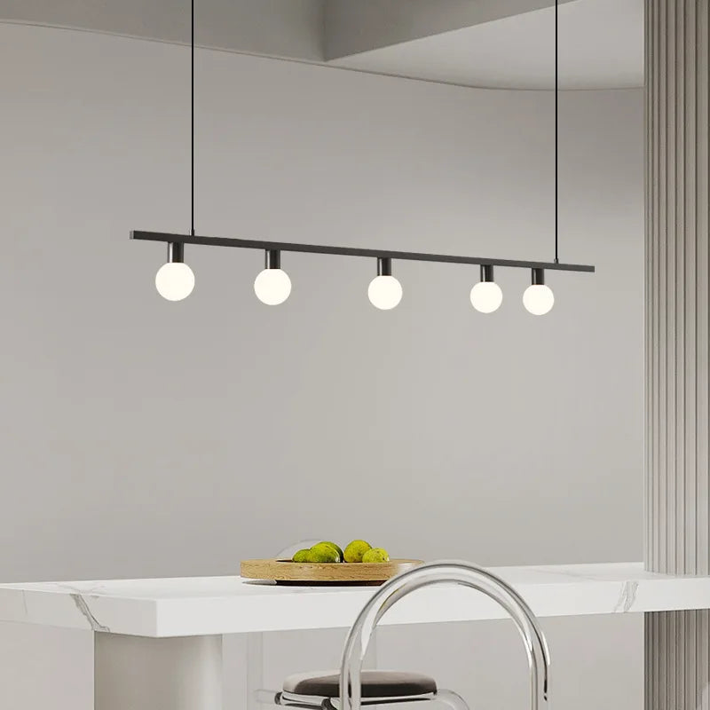 Minimalist brass chandelier with adjustable wire for bar and restaurant - vue 3 sur 8