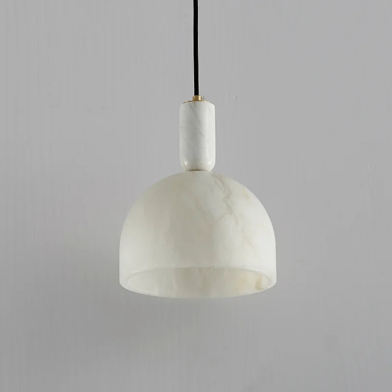 Alabaster pendant light with copper base for elegant interiors - vue 3 sur 6