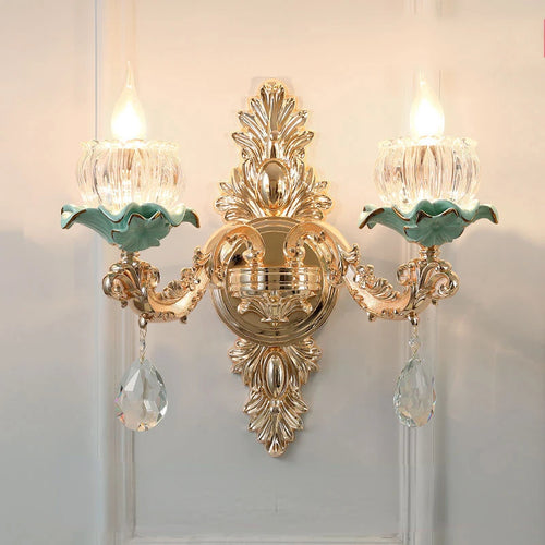 Modern luxury European retro crystal and ceramic chandelier - vue 6 sur 13
