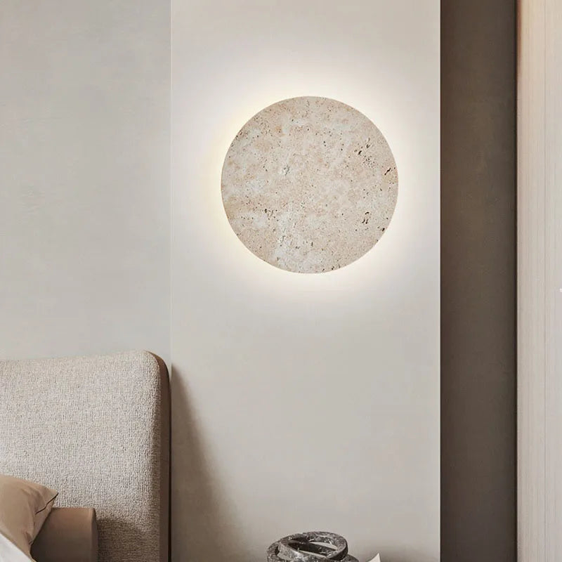 Round natural stone wall lamp artistic ambience