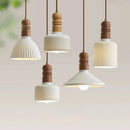 Nordic style LED pendant light in solid wood and ceramic