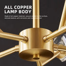 Copper and crystal chandelier for an elegant ambience