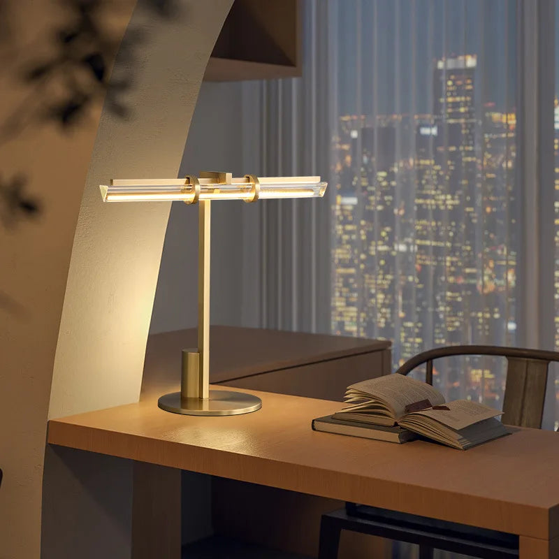 Modern crystal LED desk lamp minimalist for reading and work - vue 4 sur 7