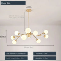 Nordic LED chandelier with glass globe for pendant lights