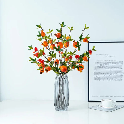 Artificial green plant with 5 pomegranate heads for interior decoration - vue 5 sur 8