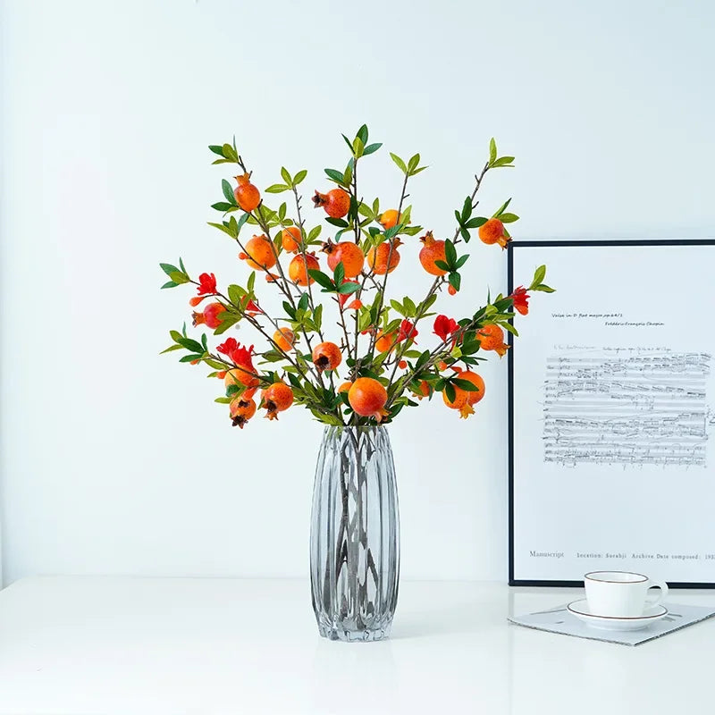 Artificial green plant with 5 pomegranate heads for interior decoration - vue 4 sur 8