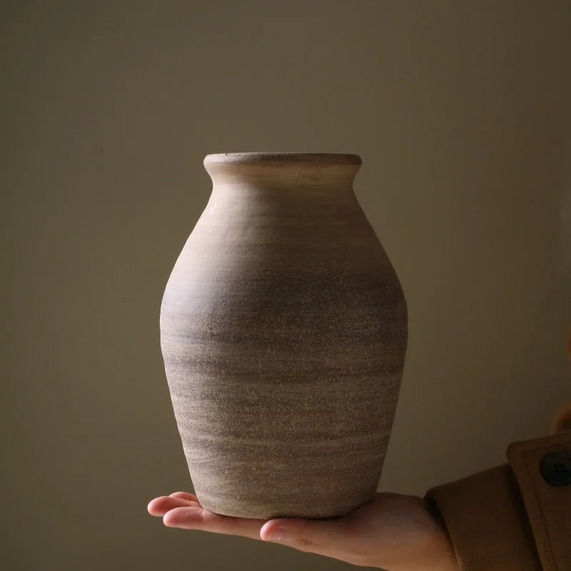 handmade retro ceramic vase for dried flower decoration - vue 6 sur 6