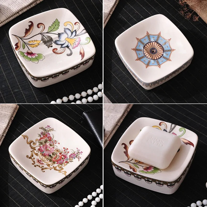 European ceramic soap box with drainage creative for bathroom