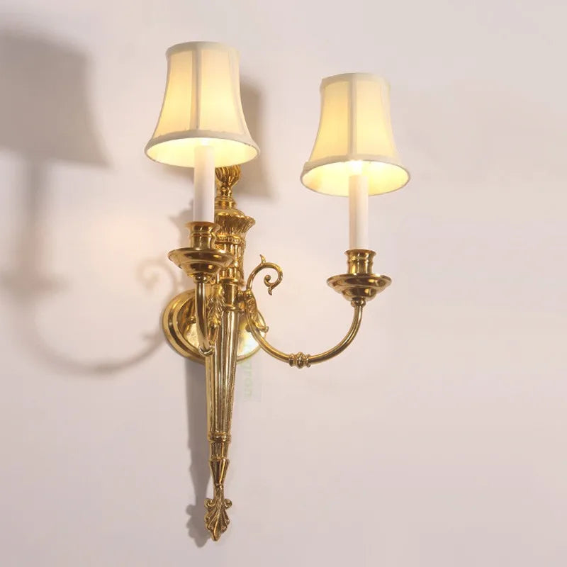 Nordic style double head copper LED retro wall light