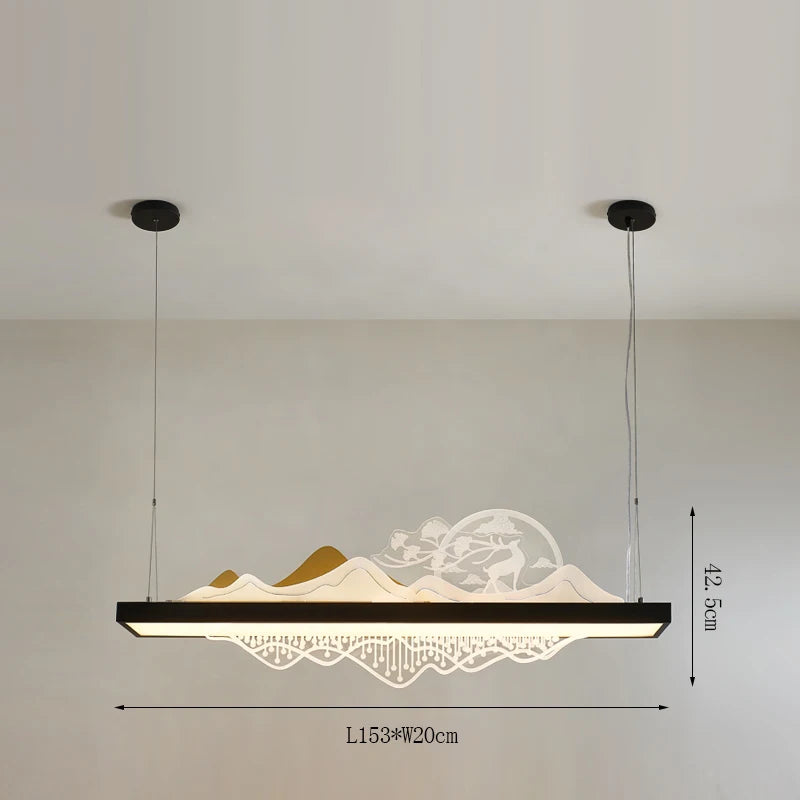 Chinese wooden pendant light for a zen and economical atmosphere - vue 10 sur 16