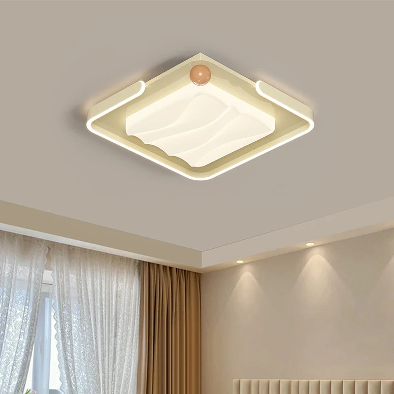 Modern French style LED ceiling light with remote control – warm indoor lighting