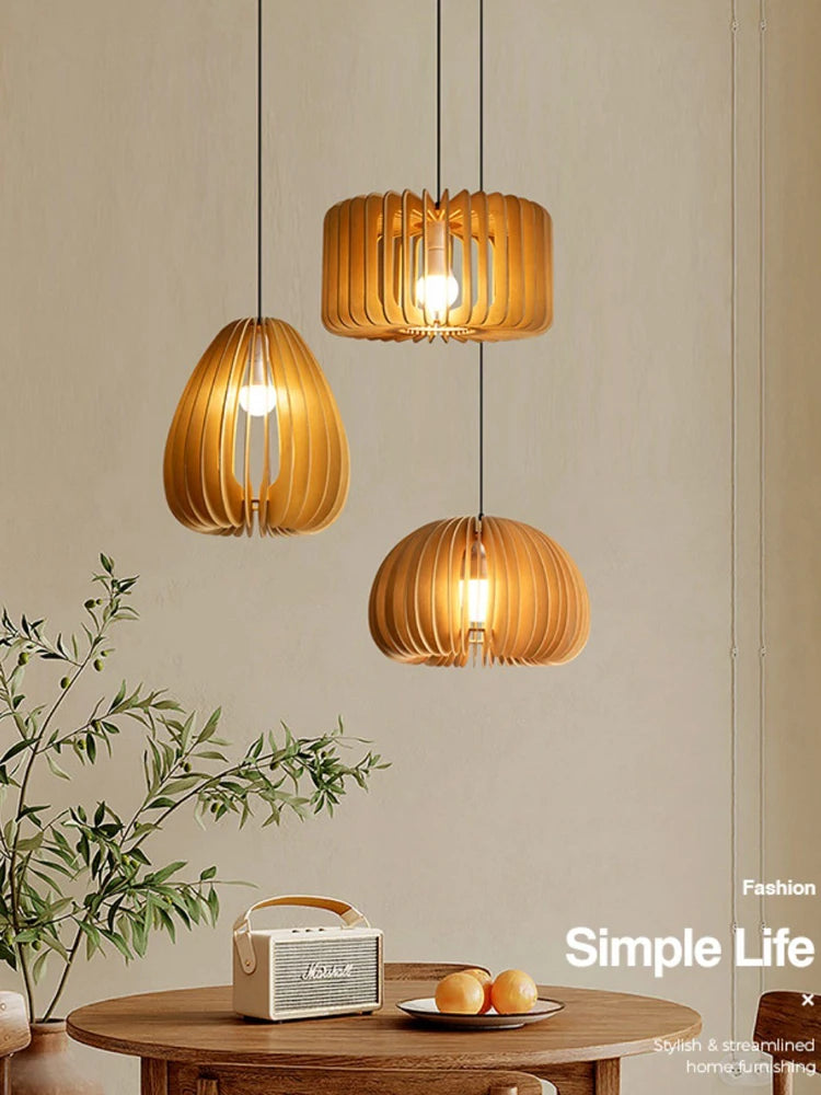 Nordic wabi-sabi vintage wood chandelier for modern decor