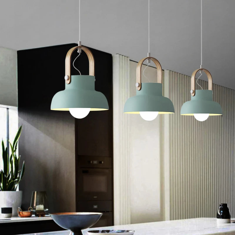 Nordic loft LED iron pendant light macaron for restaurant and bedroom