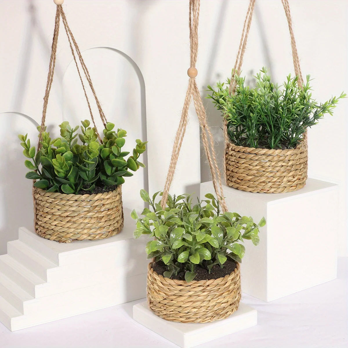 artificial plants eucalyptus rosemary green decoration in pot - vue 5 sur 9