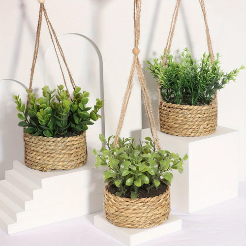 artificial plants eucalyptus rosemary green decoration in pot - vue 6 sur 9
