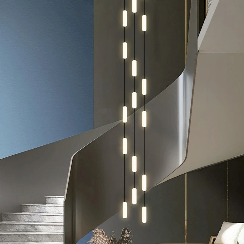 Nordic LED chandelier for staircase, duplex and penthouse villa