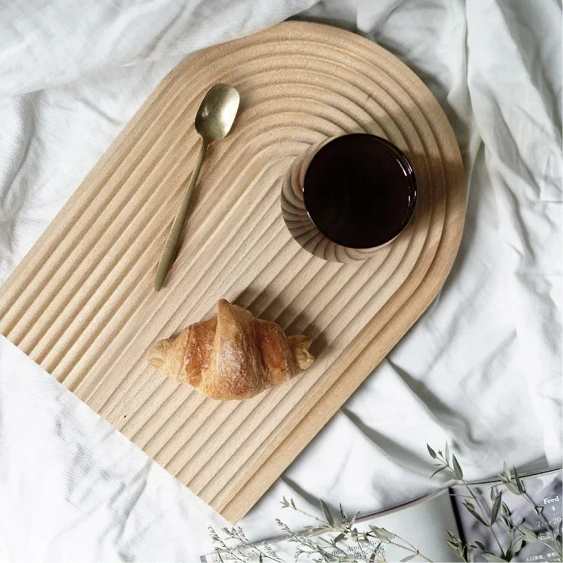 Decorative wooden tray for serving snacks and desserts - vue 8 sur 8