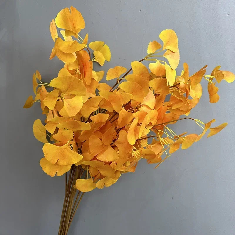 Artificial ginkgo decorative plant with three branches for outdoor use