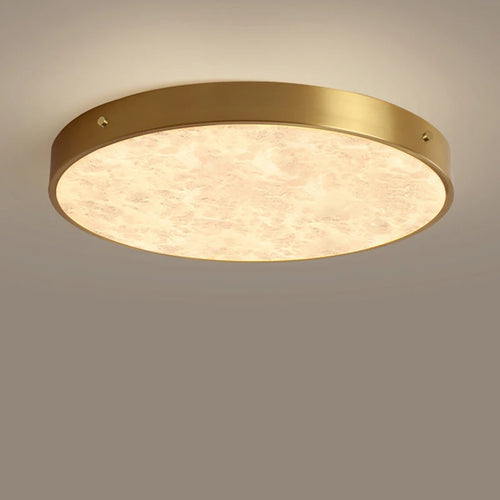 luxurious brass led ceiling light mounted in circular marble - vue 2 sur 8