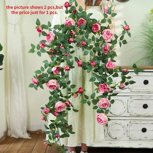 Elegant artificial silk rose vine floral decoration - vue 12 sur 11