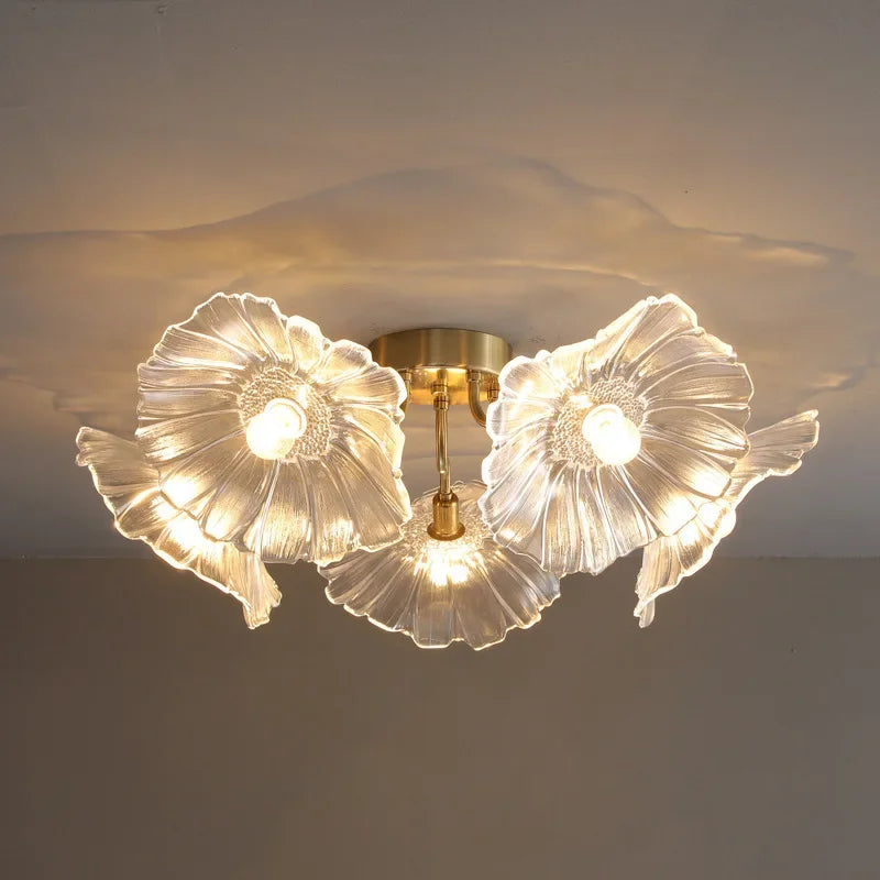 Modern glass lotus flower LED chandelier