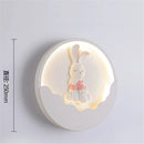 Round LED wall light bear and rabbit for children