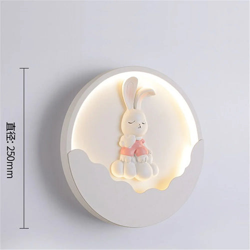 Round LED wall light bear and rabbit for children - vue 8 sur 10