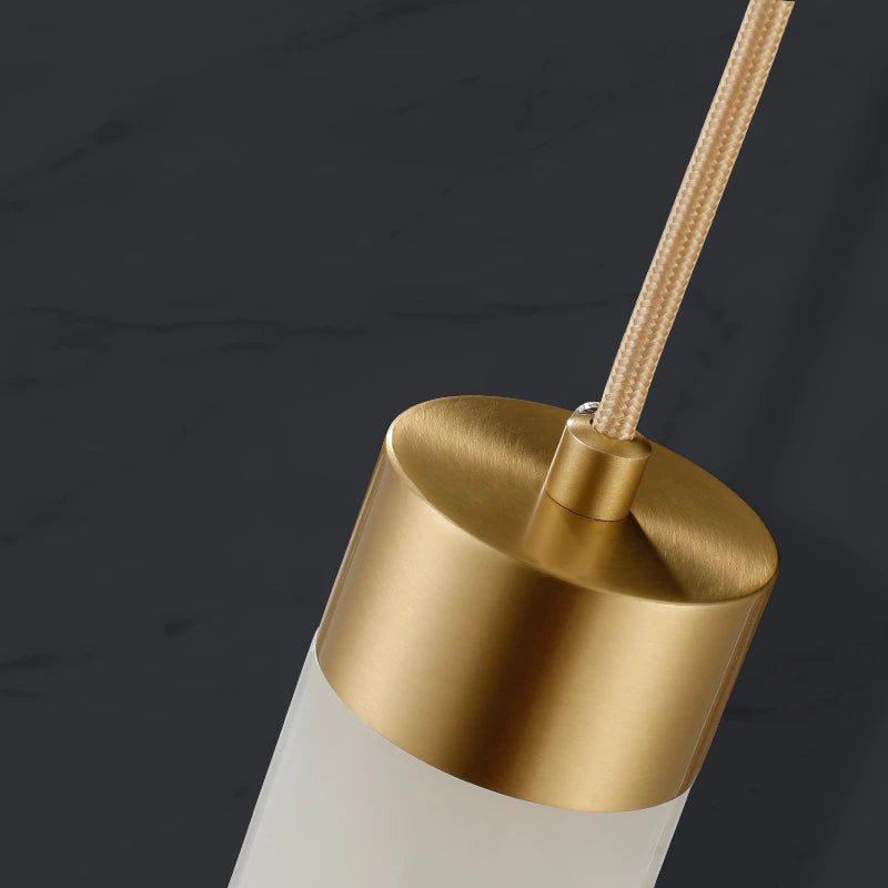suspension LED en marbre et laiton avec cordon réglable nordique - vue 4 sur 10