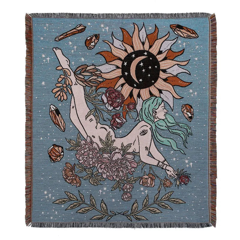 Bohemian landscape throw for sofa and picnics