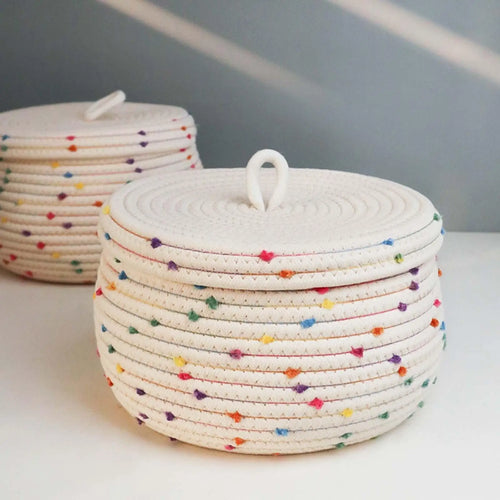 handwoven cotton basket for decorative storage - vue 2 sur 15